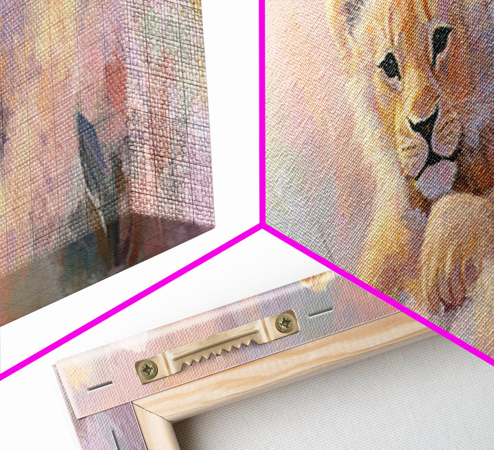Lion Cub with Soft Golden Mane Framed Canvas Print, Nursery Art, Playroom Decor, Nursery Decor, Nursery, Kids Room Wall Art, NUR-3x1-1