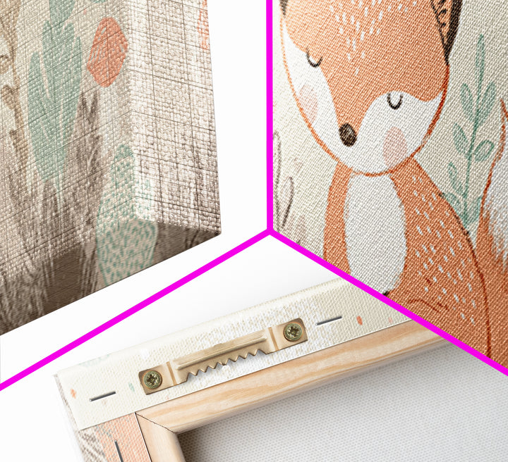 Woodland Fox Tucked Canvas Print, Nursery Art, Kids Room Wall Art, Nursery Decor, Fine Art, Nursery, Luxury Decor, Room Decor, NUR-3x1-20