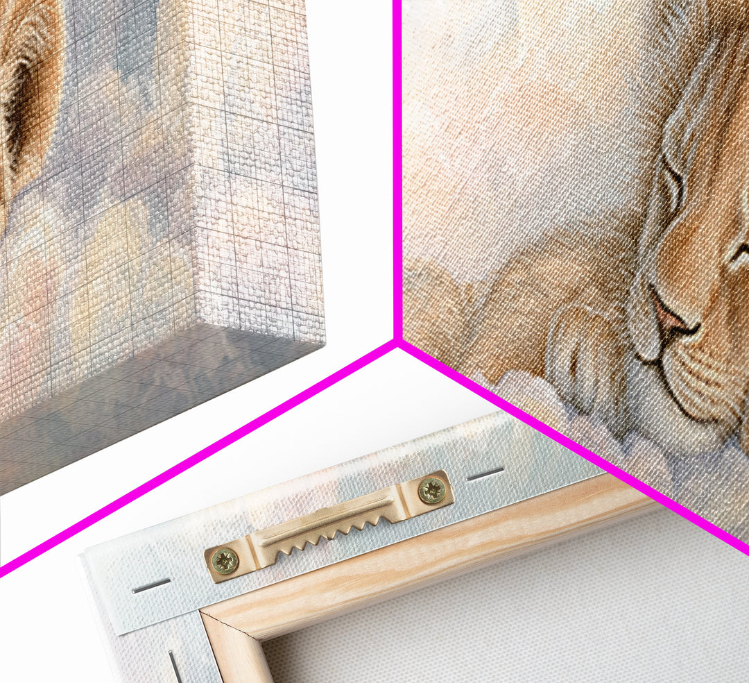 Lion Cub with Soft Golden Mane Canvas Print, Nursery Art, Woodland Nursery, Nursery Decor, Abstract Art, Nursery, Gallery Decor, NUR-3x1-25