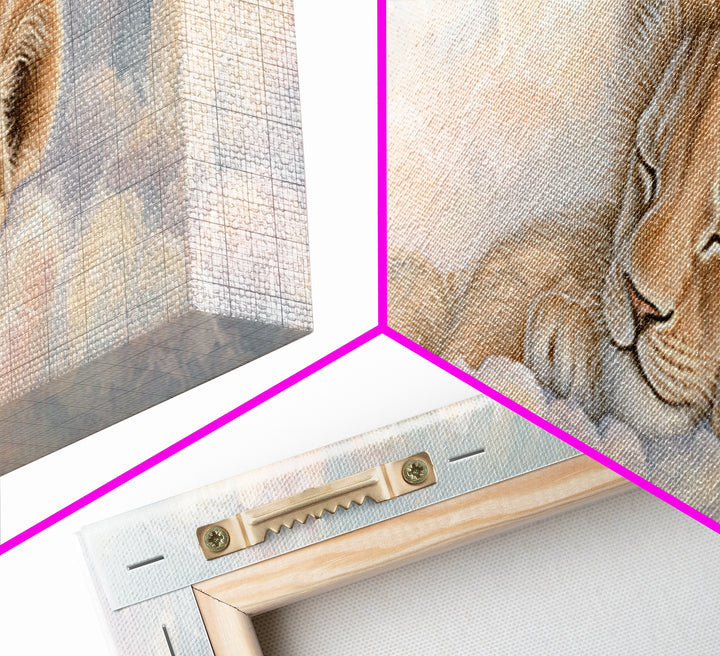 Lion Cub with Soft Golden Mane Canvas Print, Nursery Art, Woodland Nursery, Nursery Decor, Abstract Art, Nursery, Gallery Decor, NUR-3x1-25