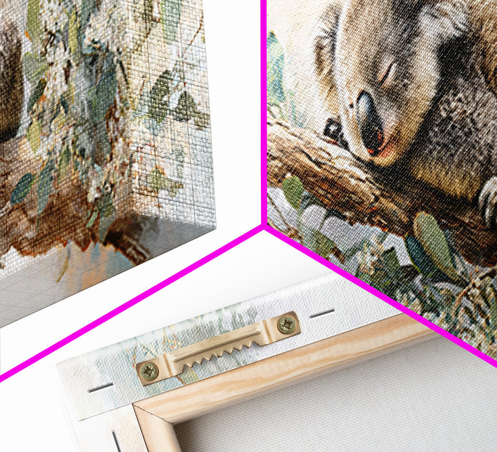 Sleeping Koala on Eucalyptus Branch Canvas Print, Nursery Art, Wall Art Set of 3, Nursery Decor, Nursery, Dinosaur Wall Art, NUR-3x1-29