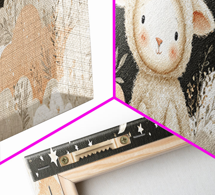 Little Lamb under a Starry Sky Canvas Print, Nursery Art, Luxury Decor, Nursery Decor, Fine Art, Nursery, Nursery Wall Art, NUR-3x1-35