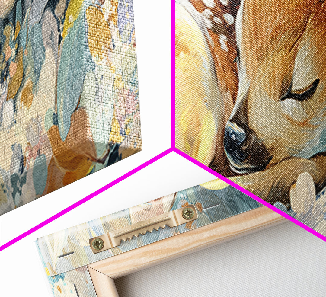 Deer Fawn Sleeping Canvas Print, Nursery Art, Modern Decor, Nursery Decor, Fine Art, Nursery, Art Print, Digital Art, NUR-3x1-39
