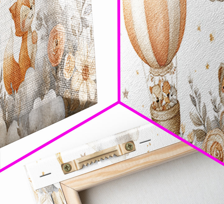Floating Hot Air Balloon Canvas Print, Nursery Art, Baby Girl Nursery, Nursery Decor, Watercolor Art, Nursery, Fine Art Print, NUR-3x1-4