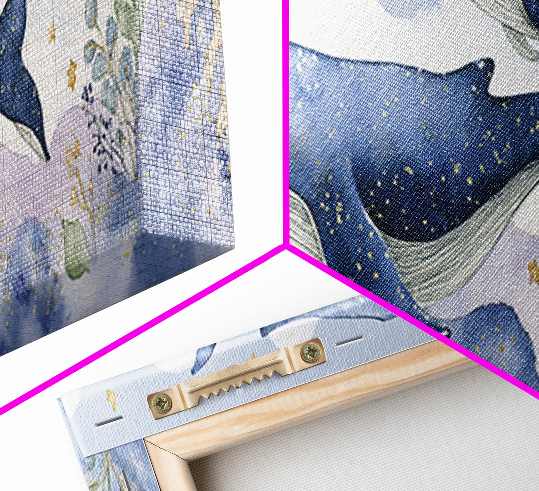 Whale and Tiny Stars Canvas Print, Nursery Art, Luxury Decor, Nursery Decor, Fine Art, Nursery, Nursery Wall Art, Printable Art, NUR-3x1-48