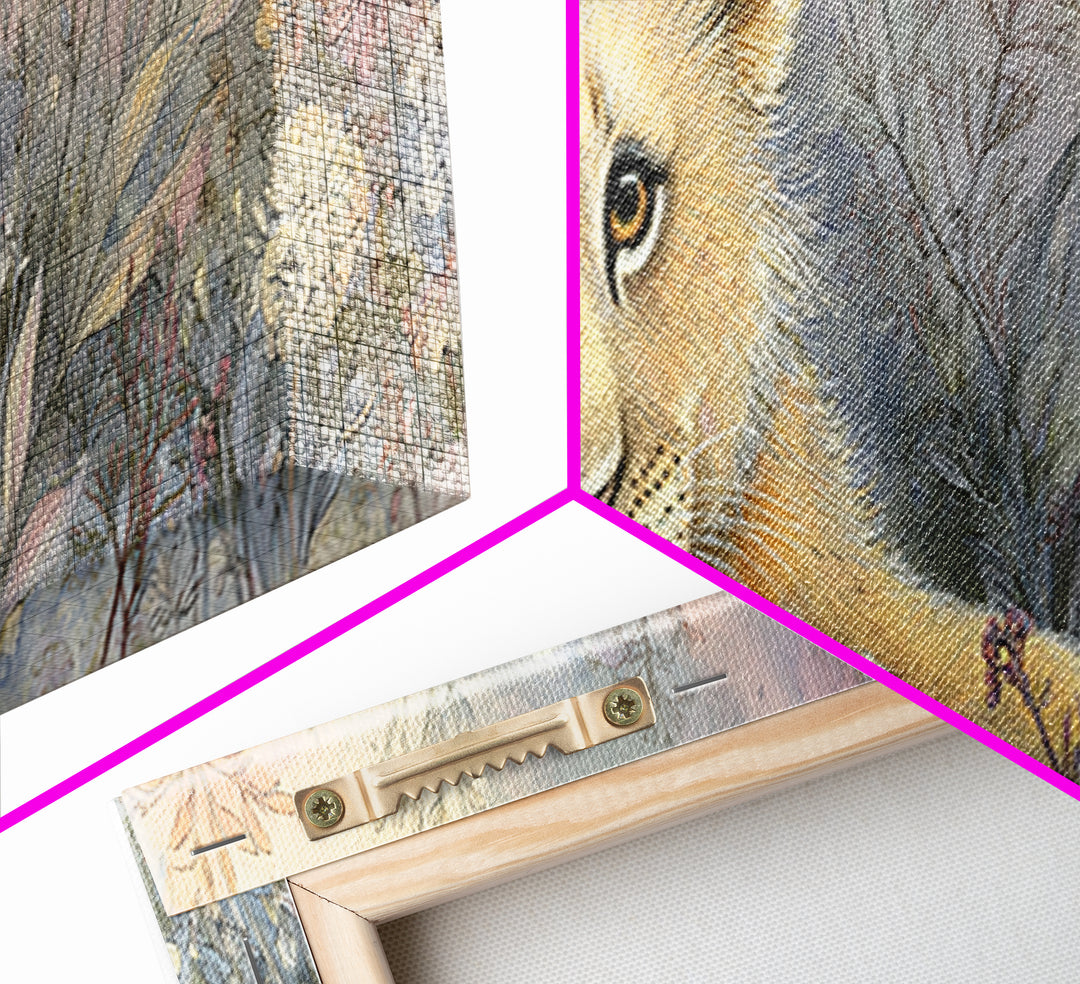 Lion Cub with Soft Golden Mane Canvas Print, Nursery Art, Woodland Nursery, Nursery Decor, Abstract Art, Nursery, Gallery Decor, NUR-3x1-49