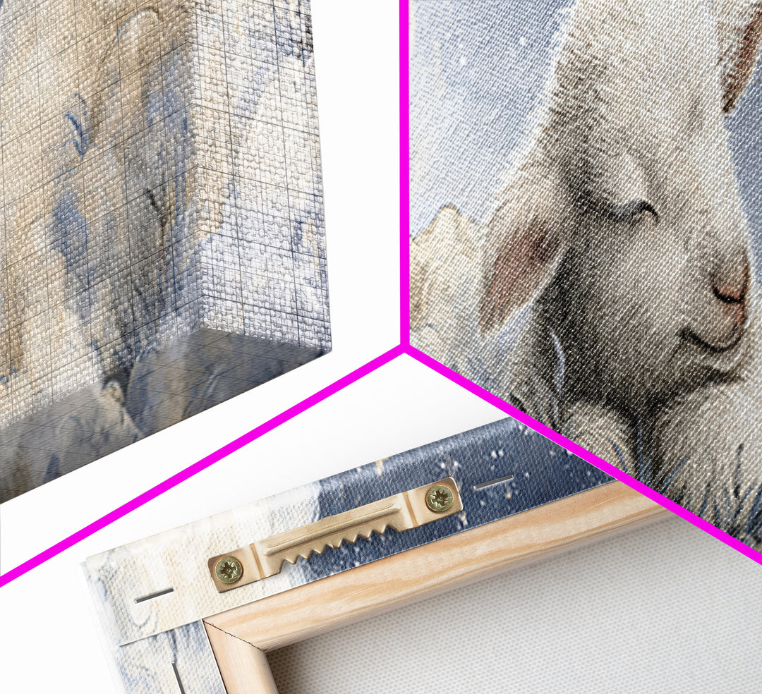 Little Lamb under a Starry Sky Framed Canvas Print, Nursery Art, Wall Art, Nursery Decor, Fine Art, Nursery, Nursery Prints, NUR-3x1-59