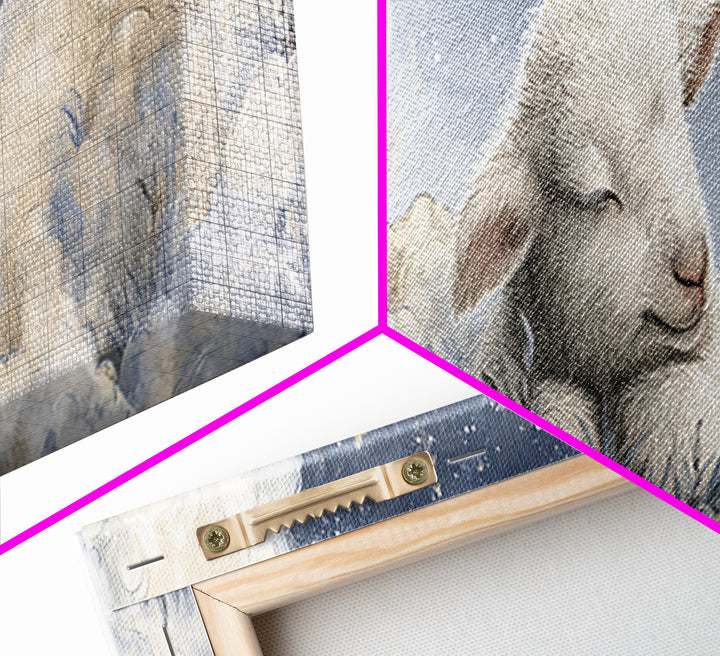 Little Lamb under a Starry Sky Framed Canvas Print, Nursery Art, Wall Art, Nursery Decor, Fine Art, Nursery, Nursery Prints, NUR-3x1-59