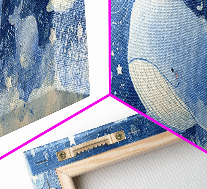 Whale and Tiny Stars Framed Canvas Print, Nursery Art, Wall Art, Nursery Decor, Nursery, Nursery Prints, Playroom Decor, NUR-3x1-72