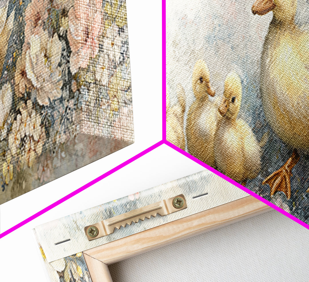 Ducklings Following a Mother Duck Canvas Print, Nursery Art, Art Print, Nursery Decor, Fine Art, Nursery 278, Wall Art Set of, NUR-3x1-78