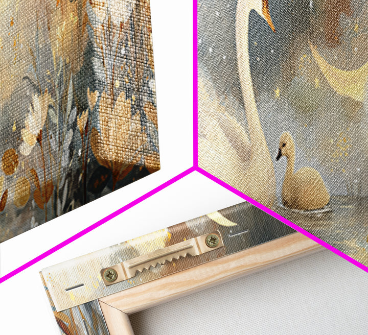 Swan and Cygnet Canvas Print, Nursery Art, Playroom Wall Art, Nursery Decor, Fine Art, Nursery, Statement Artwork, Boho Decor, NUR-3x1-8