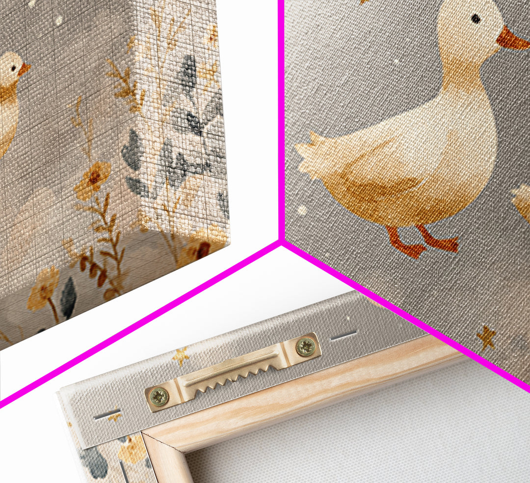 Ducklings Following a Mother Duck Framed Canvas Print, Nursery Art, Printable Art, Nursery Decor, Nursery, Watercolor Print, NUR-3x2-18