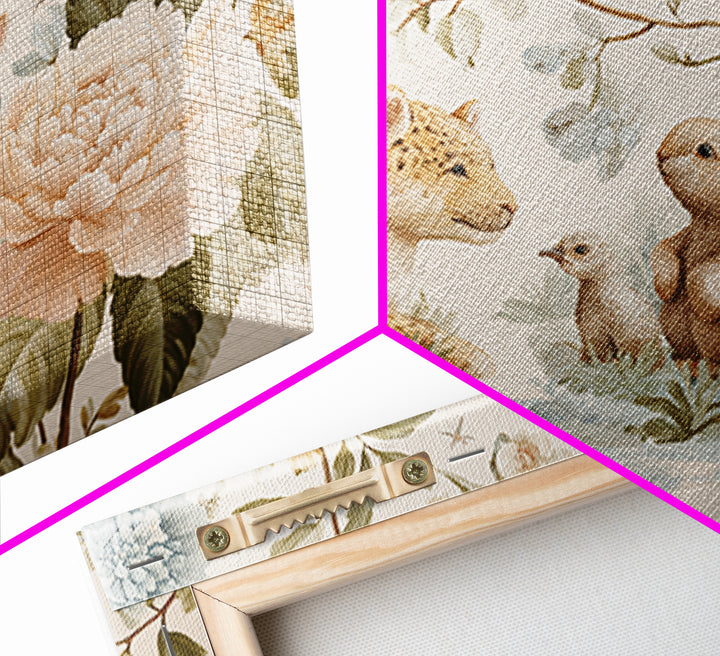 Pastel Jungle Animals Canvas Print, Nursery Art, Nursery, Nursery Decor, Oil Painting, Nursery, Playroom Wall Decor, NUR-3x2-22