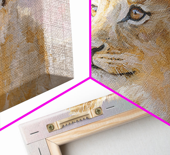 Lion Cub with Soft Golden Mane Canvas Print, Nursery Art, Playroom Wall Decor, Nursery Decor, Oil Painting, Nursery, NUR-3x2-61