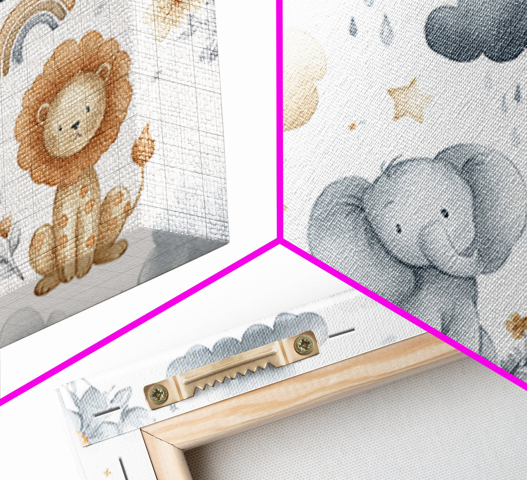Clouds and Raindrops Framed Canvas Print, Nursery Art, Girl Nursery Decor, Nursery Decor, Oil Painting, Nursery, Kids Room Art, NUR-3x2-74