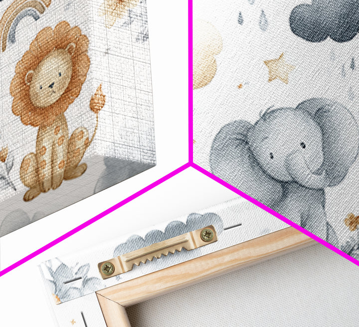 Clouds and Raindrops Framed Canvas Print, Nursery Art, Girl Nursery Decor, Nursery Decor, Oil Painting, Nursery, Kids Room Art, NUR-3x2-74