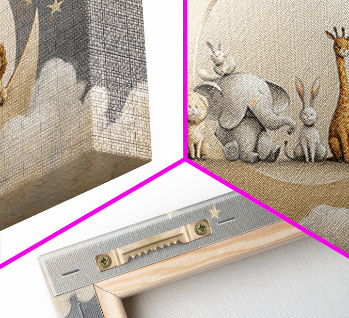 Animal Alphabet Scene Without Readable Letters Framed Canvas Print, Nursery Art, Modern Decor, Nursery Decor, Fine Art, Nursery, NUR-3x2-87