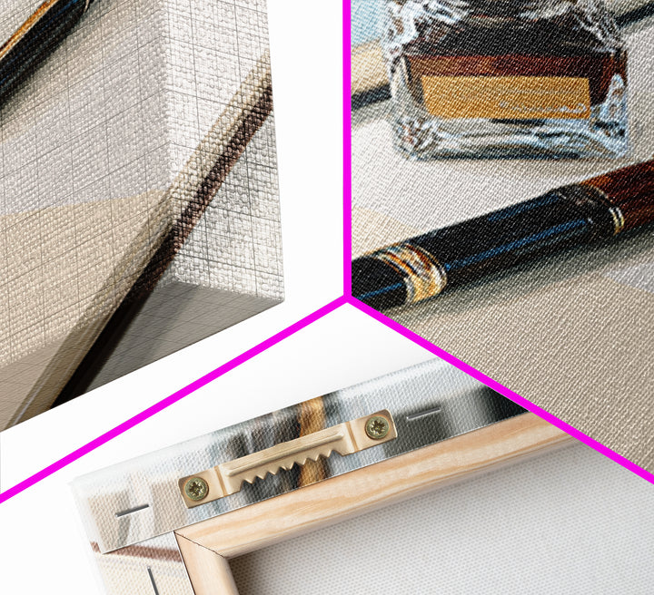 Fountain Pen and Notebook Still Life Without Canvas Print, Office Art, Ai Art, Office Decor, Oil Painting, Focus, OFF-1x1-22