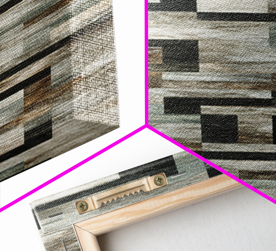 Geometric Labyrinth Pattern Framed Canvas Print, Office Art, Office Wall Art, Office Decor, Abstract Art, Focus, OFF-1x3-54