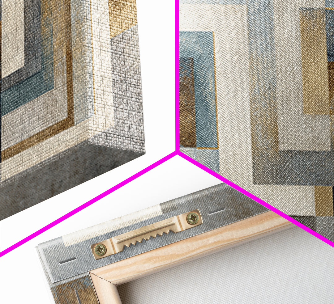 Geometric Labyrinth Pattern Framed Canvas Print, Office Art, Fine Art Print, Office Decor, Abstract Art, Focus, Poster, OFF-2x1-14