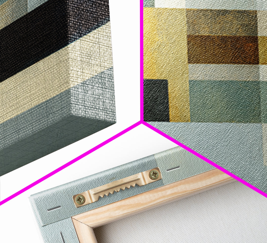 Modern Color Blocks Framed Canvas Print, Office Art, Digital Art, Office Decor, Fine Art, Focus, Ai Art, Digital Print, OFF-2x1-56