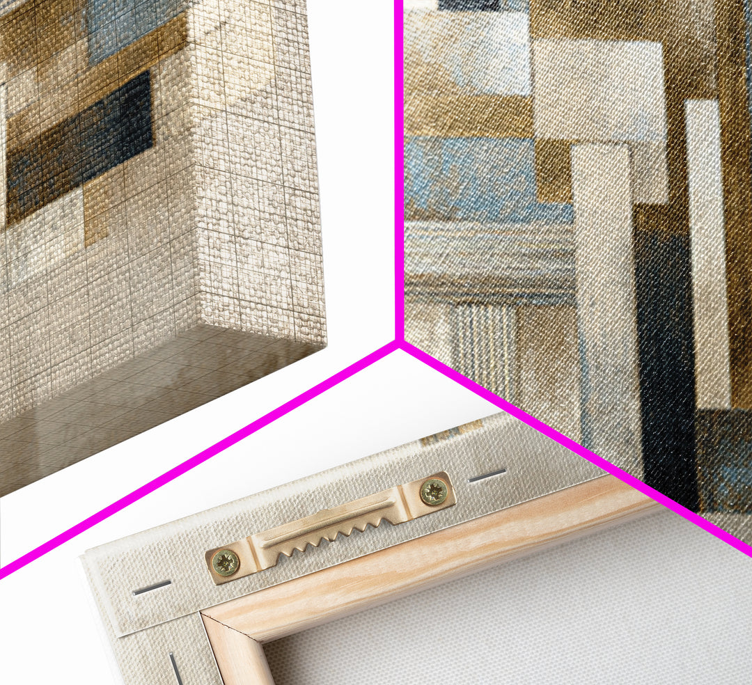 Geometric Labyrinth Pattern Framed Canvas Print, Office Art, Home Decor, Office Decor, Abstract Art, Focus, Art Deco, OFF-2x1-86