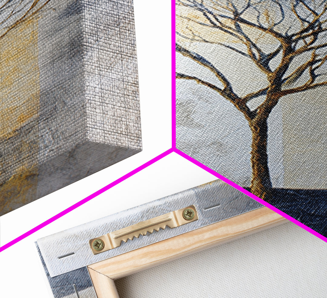 Ink Wash Tree Symbolizing Stability Framed Canvas Print, Office Art, Textured Painting, Office Decor, Fine Art, Focus, OFF-2x3-22