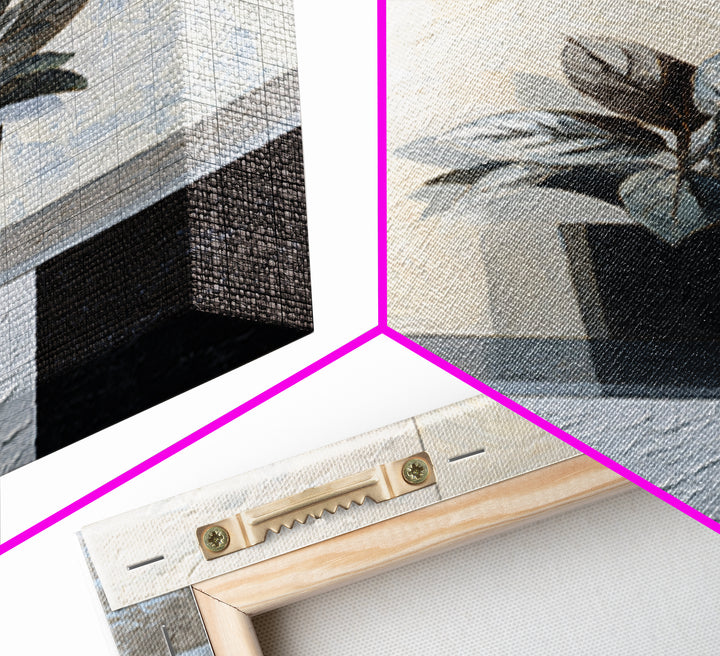 Desk Plant Botanical Closeup Framed Canvas Print, Office Art, Boho Decor, Office Decor, Fine Art, Focus, Digital Art, OFF-2x3-48