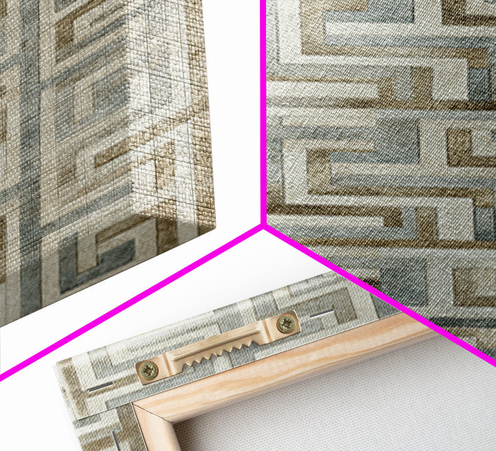 Geometric Labyrinth Pattern Framed Canvas Print, Office Art, Wall Decor, Office Decor, Abstract Art, Focus, Wall Prints, OFF-2x3-74