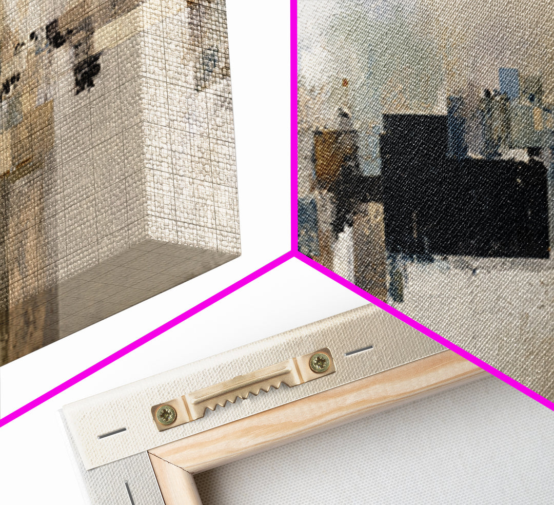 Dignified Neutral Landscape Framed Canvas Print, Office Art, Boho Decor, Office Decor, Focus, Digital Art, Pet Portrait, OFF-3x1-23