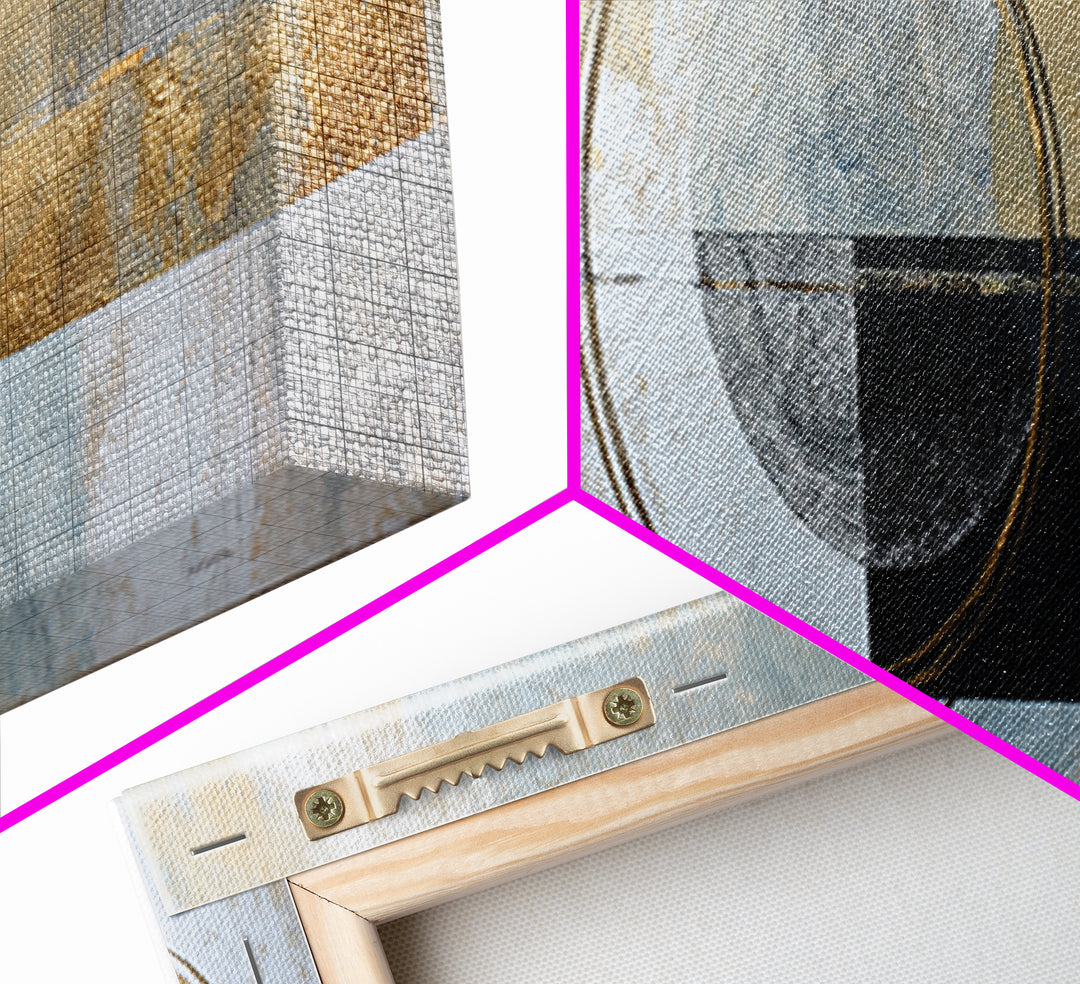 Gold Circle and Line Composition for Clarity Canvas Print, Office Art, Art Print, Office Decor, Abstract Art, Focus, Printable, OFF-3x1-48