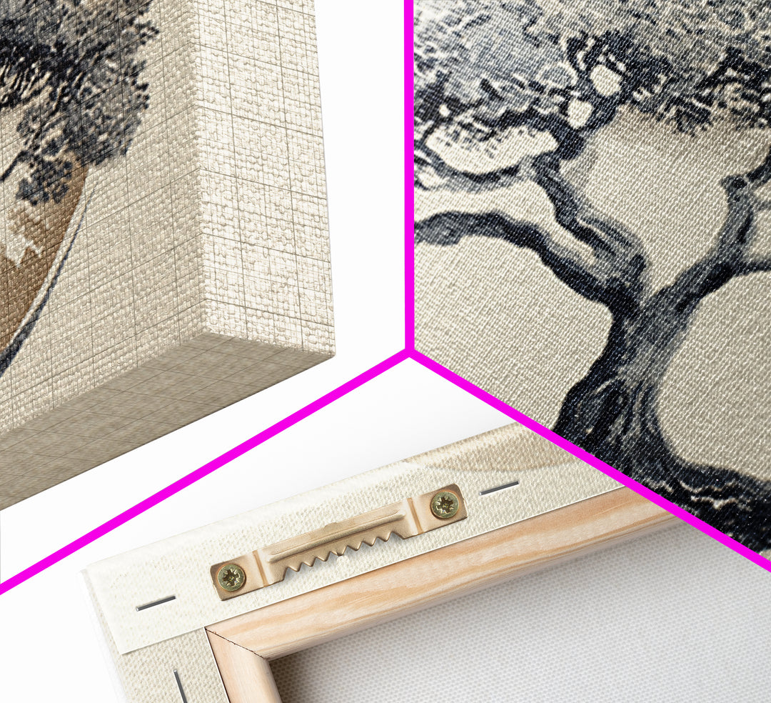 Ink Wash Tree Symbolizing Stability Framed Canvas Print, Office Art, Printable Wall Art, Office Decor, Fine Art, Focus, OFF-3x2-18