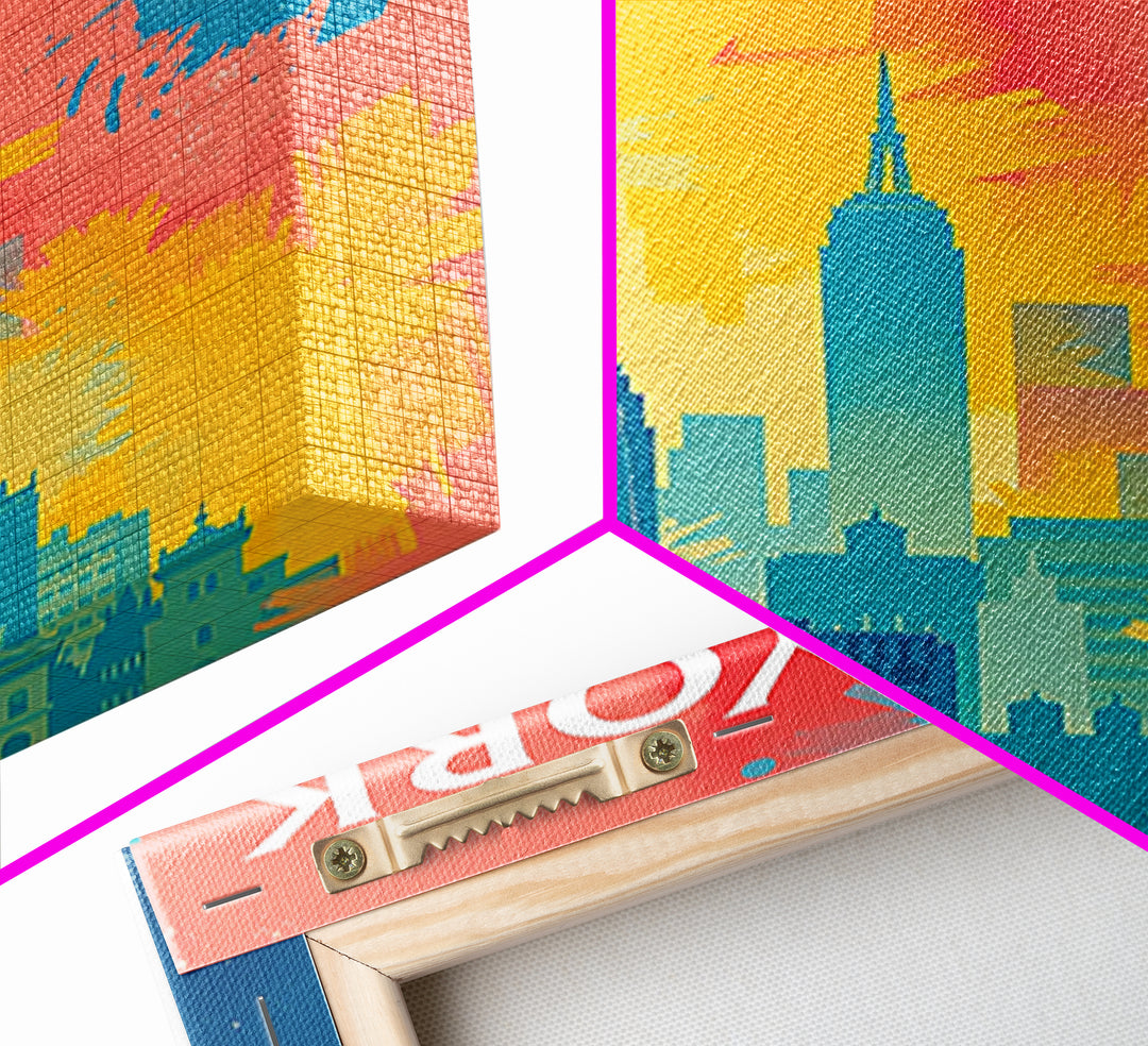 New York Travel Poster, Framed Canvas Print, High Contrast City Poster, New York Art Print, Fine Art Print, Living Room Wall Art