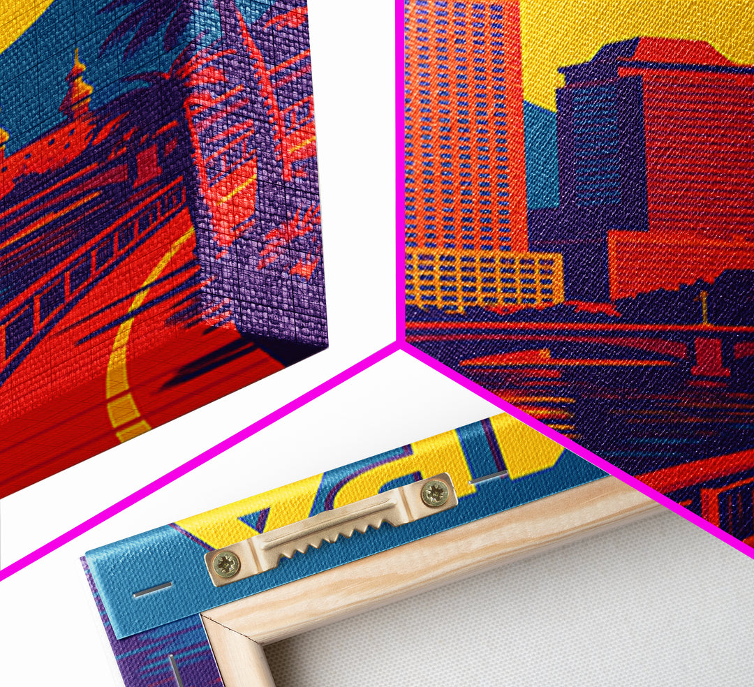 Tampa Florida Travel Poster, Framed Canvas Print, Colorful Graphic Wall Art, Tampa Poster Print, Mid Century Wall Art, Travel Art Print