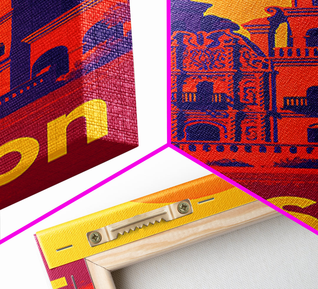 Tucson Travel Poster, Framed Canvas Print, Vibrant Retro Travel Art, Tucson Travel Art, Modern Wall Decor, Eclectic Wall Decor