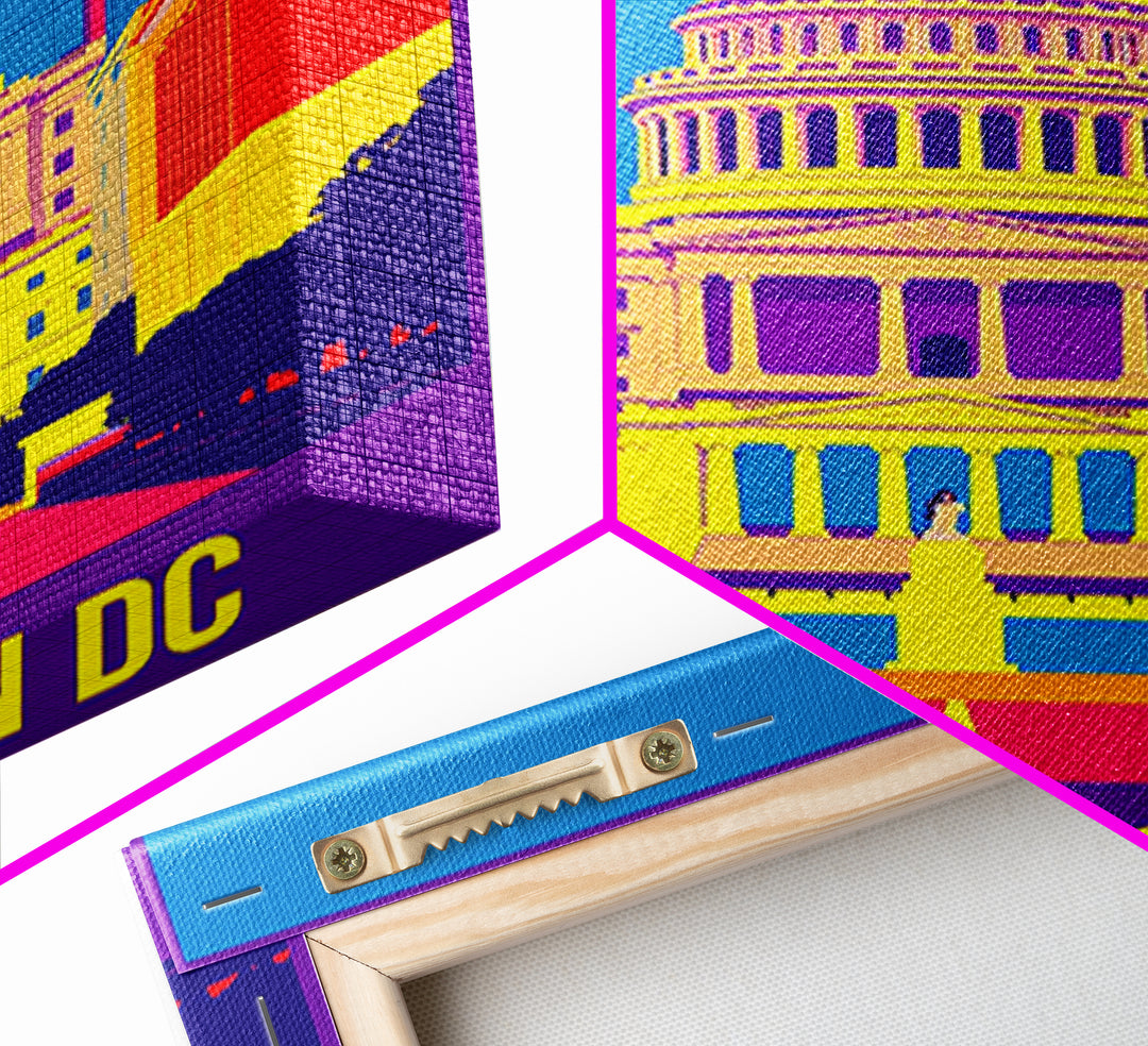 Washington Travel Poster, Framed Canvas Print, Colorful Graphic Wall Art, Washington City Art, Living Room Wall Art, Travel Wall Art