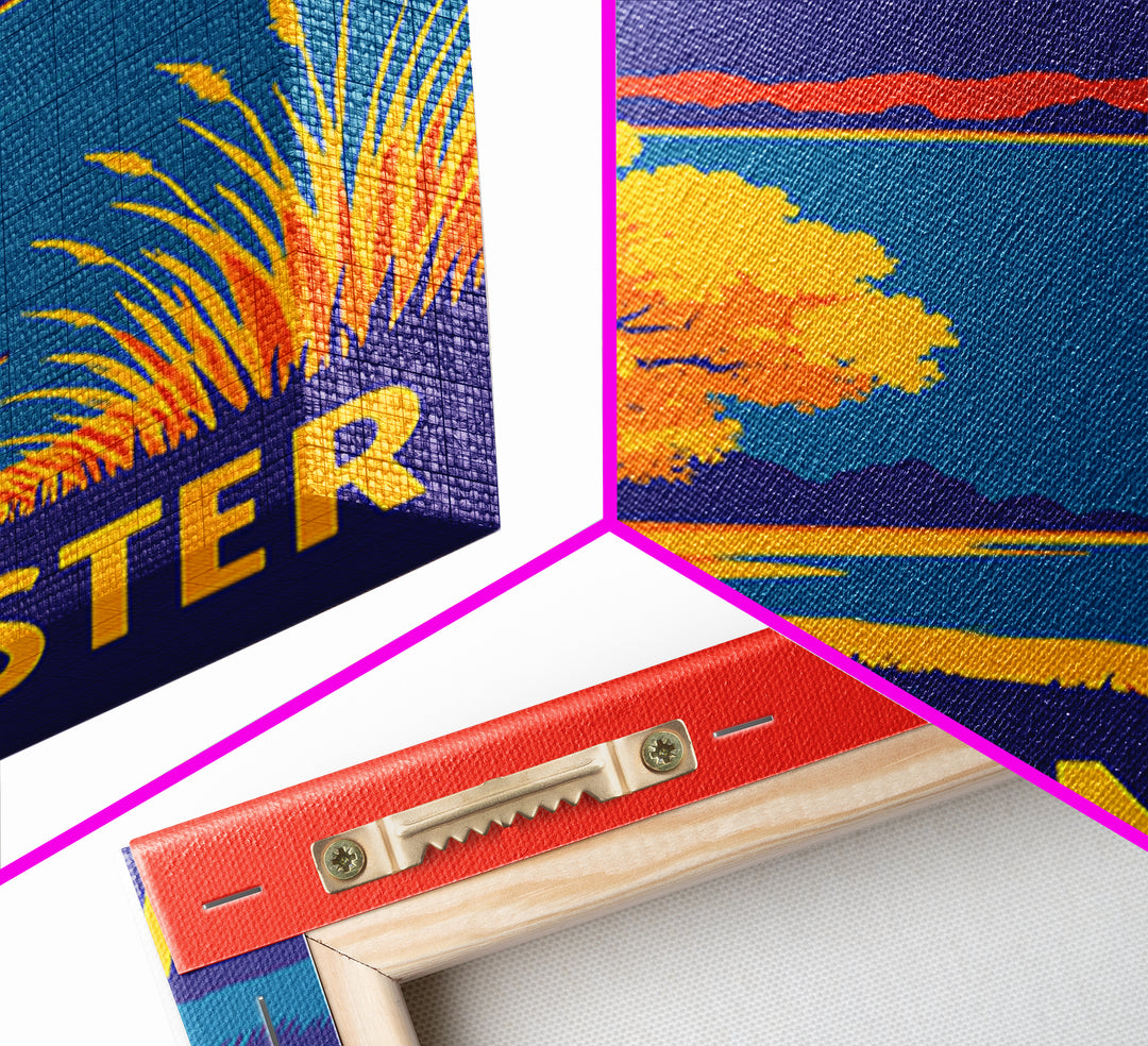 Westminster Travel Poster, Framed Canvas Print, Vibrant Retro Travel Art, Westminster City Art, Wanderlust Decor, City Illustration