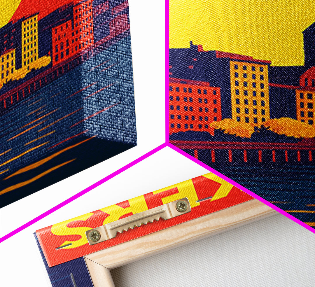 Yonkers Travel Poster, Canvas Print, Vibrant Retro Travel Art, Yonkers City Art, Watercolor Skyline Art, Office Decor, Retro Travel Print