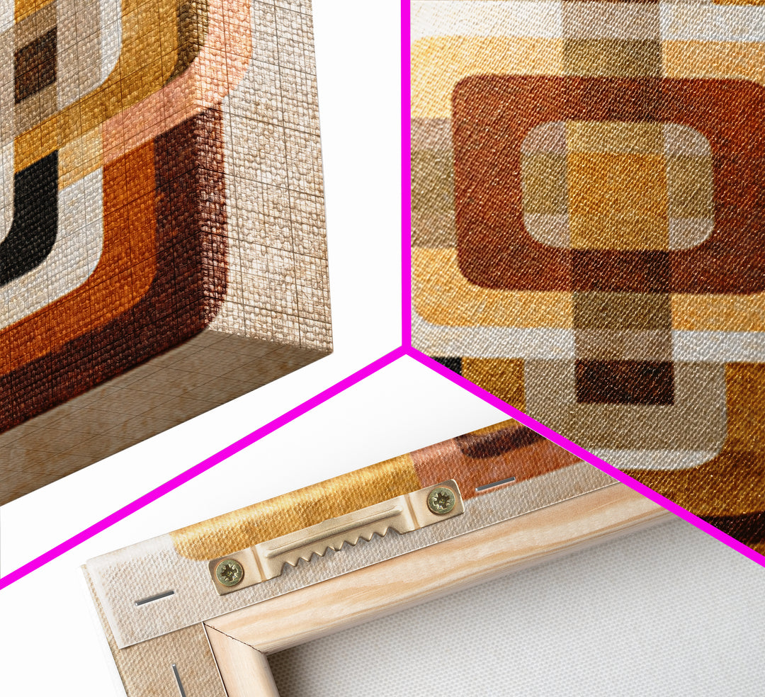 Warm Geometric Tile Pattern Framed Canvas Print, Patio Art, Lake House Decor, Patio Decor, Abstract Art, Outdoor, Boho Decor, PAT-1x1-24