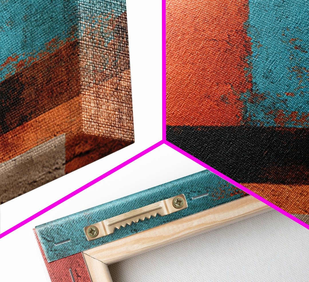 Bright Coral and Turquoise Abstract for Outdoors Canvas Print, Patio Art, Outdoor Wall Art, Patio Decor, Abstract Art, Outdoor, PAT-1x1-36