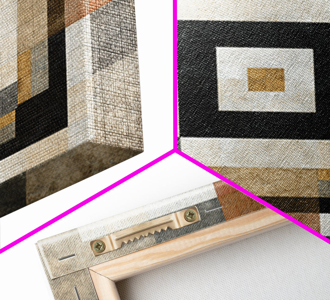 Warm Geometric Tile Pattern Framed Canvas Print, Patio Art, Wall Decor, Patio Decor, Fine Art, Outdoor, Coastal Decor, PAT-1x1-48