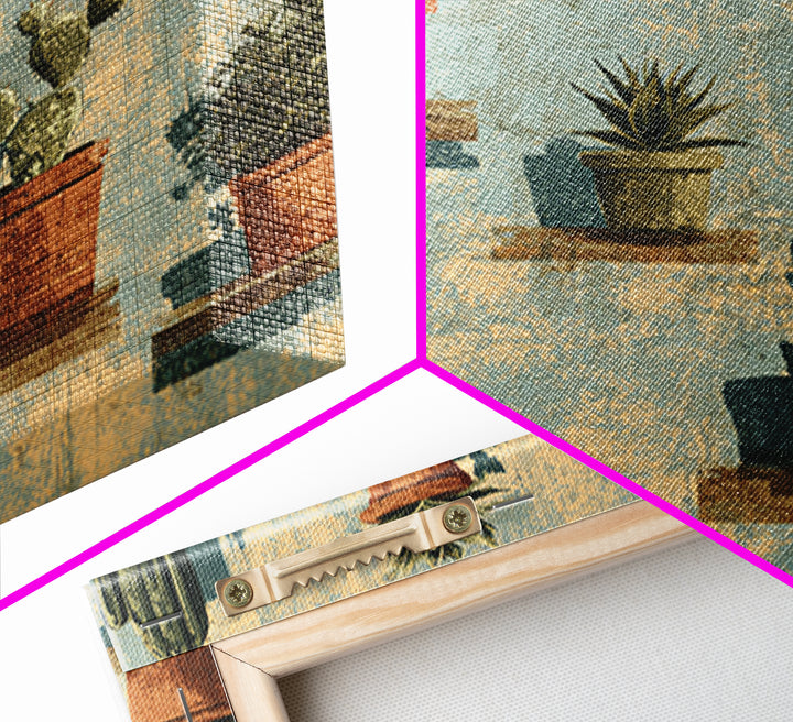 Cactus and Agave Framed Canvas Print, Patio Art, Patio Decor, Fine Art, Outdoor, Gallery Decor, Neutral Decor, Modern Decor, PAT-1x1-52