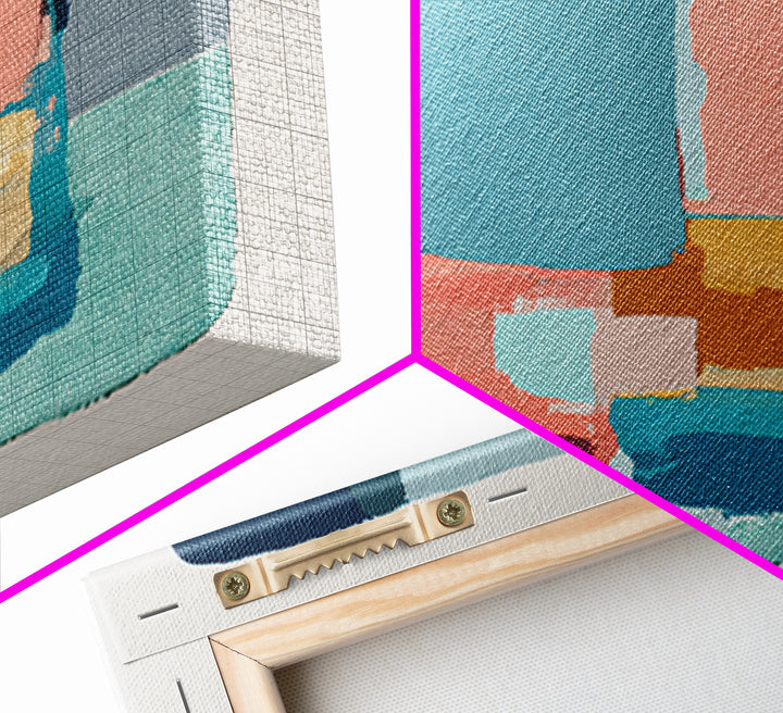 Bright Coral and Turquoise Abstract for Outdoors Canvas Print, Patio Art, Beach House Decor, Patio Decor, Abstract Art, Outdoor, PAT-1x1-60