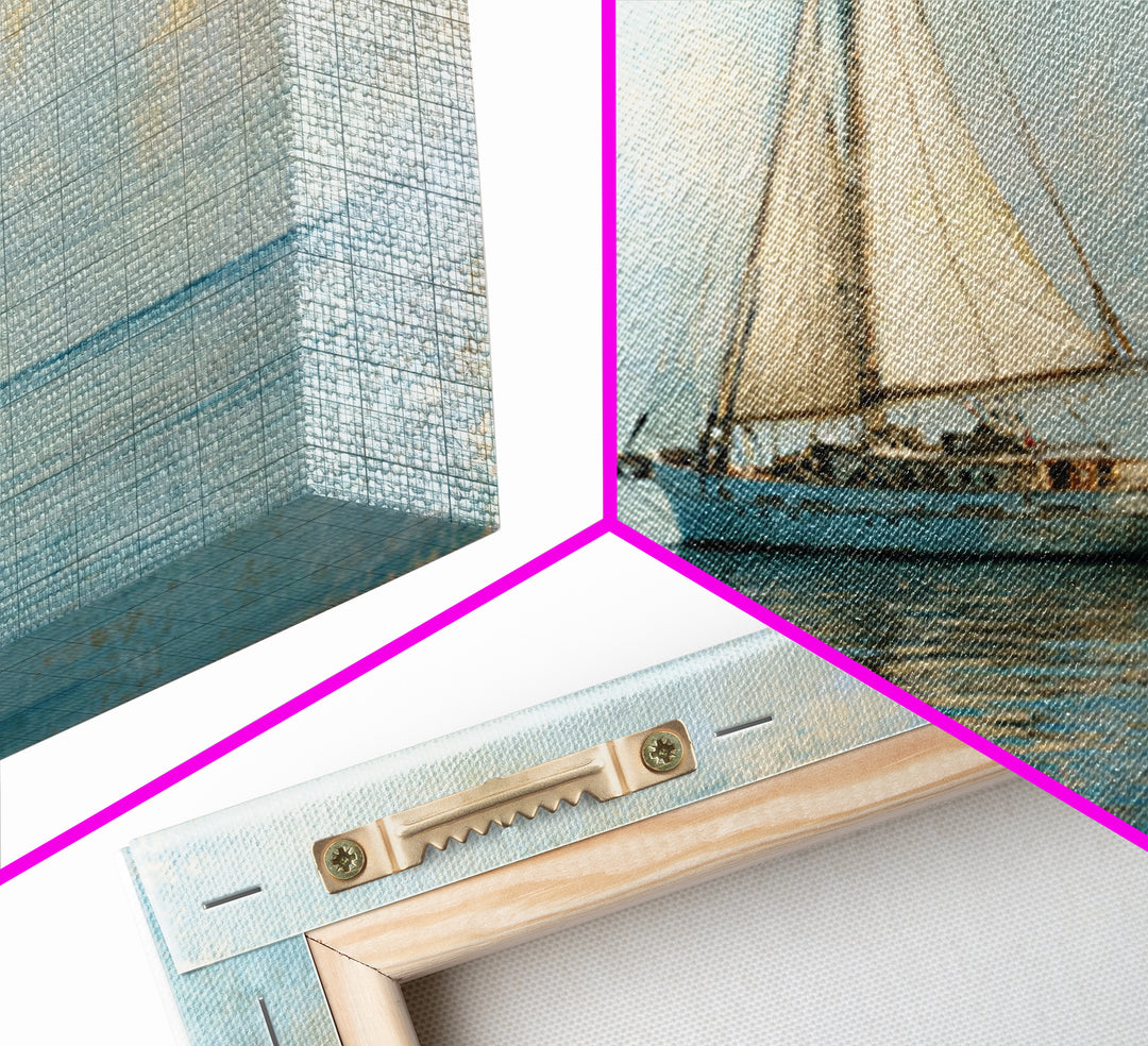 Sailboat on a Breezy Summer Horizon Framed Canvas Print, Patio Art, Patio, Patio Decor, Oil Painting, Outdoor, Minimalist Decor, PAT-1x1-63