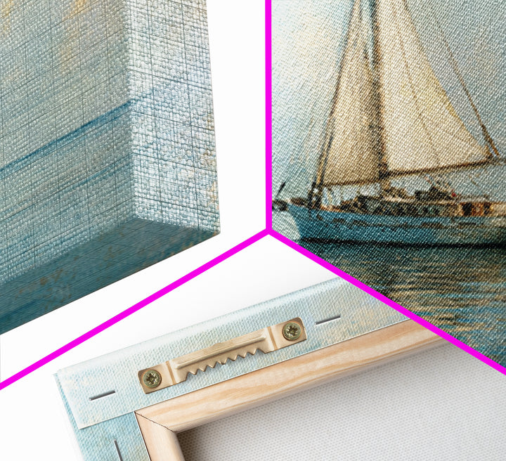 Sailboat on a Breezy Summer Horizon Framed Canvas Print, Patio Art, Patio, Patio Decor, Oil Painting, Outdoor, Minimalist Decor, PAT-1x1-63