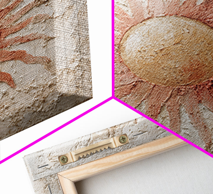 Sun Motif with Warm Terracotta Rays Canvas Print, Patio Art, Rustic Decor, Patio Decor, Fine Art, Outdoor, Textured Painting, PAT-1x1-90