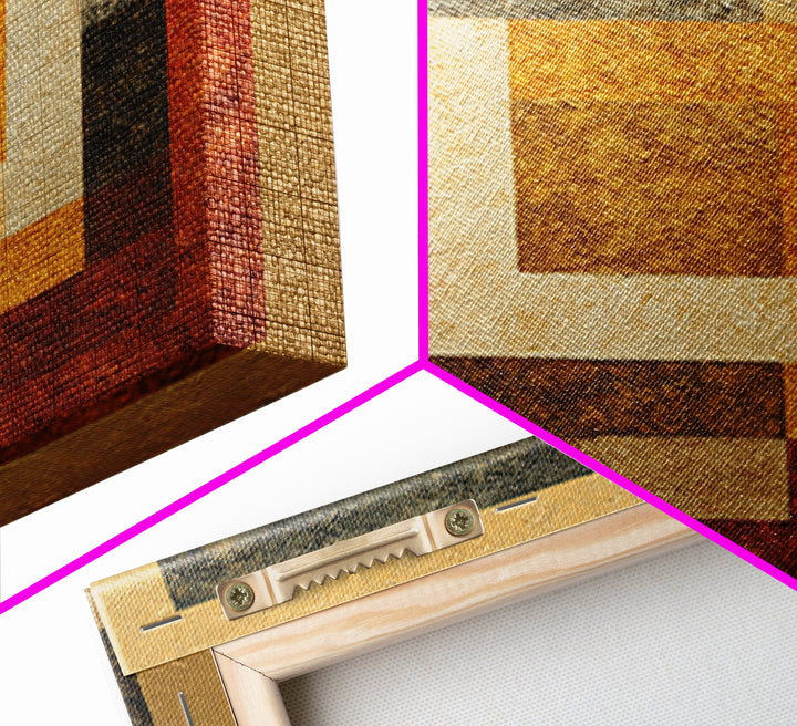 Warm Geometric Tile Pattern Framed Canvas Print, Patio Art, Outdoor Decor, Patio Decor, Abstract Art, Outdoor, Bar Art, PAT-1x1-96