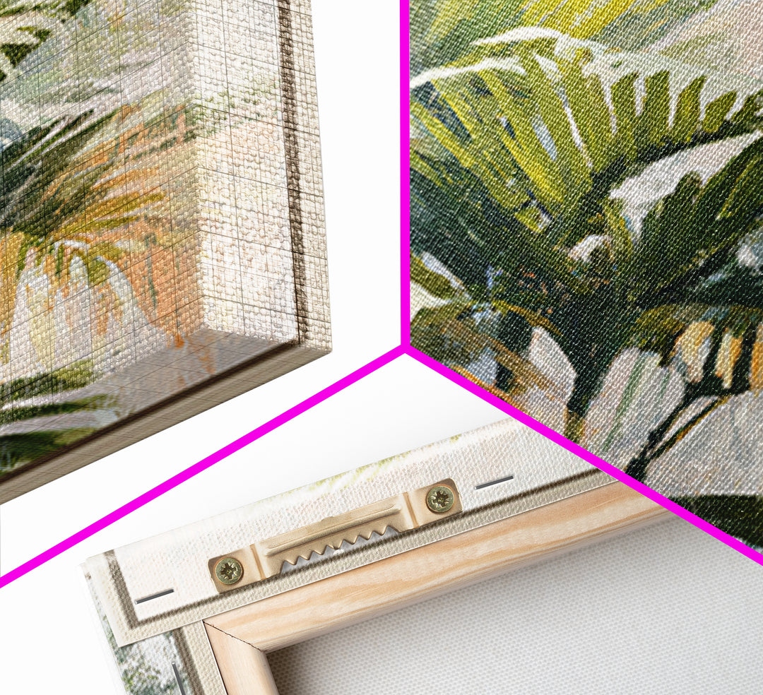 Tropical Palm Fronds Canvas Print, Patio Art, Wall Art, Patio Decor, Oil Painting, Outdoor, Outdoor Wall Decor, Floral Wall Art, PAT-1x1-97