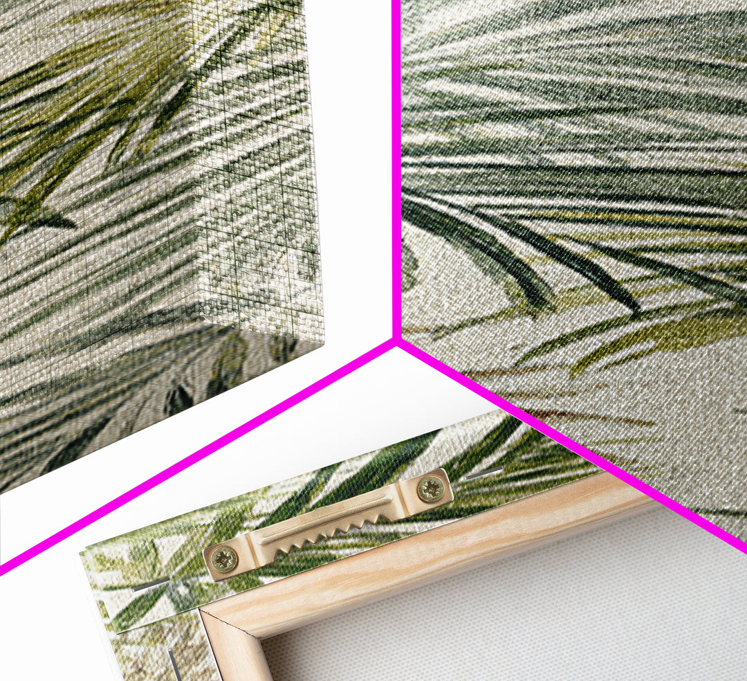 Tropical Palm Fronds Framed Canvas Print, Patio Art, Textured Painting, Patio Decor, Fine Art, Outdoor, Outdoor Wall Art, PAT-1x3-61