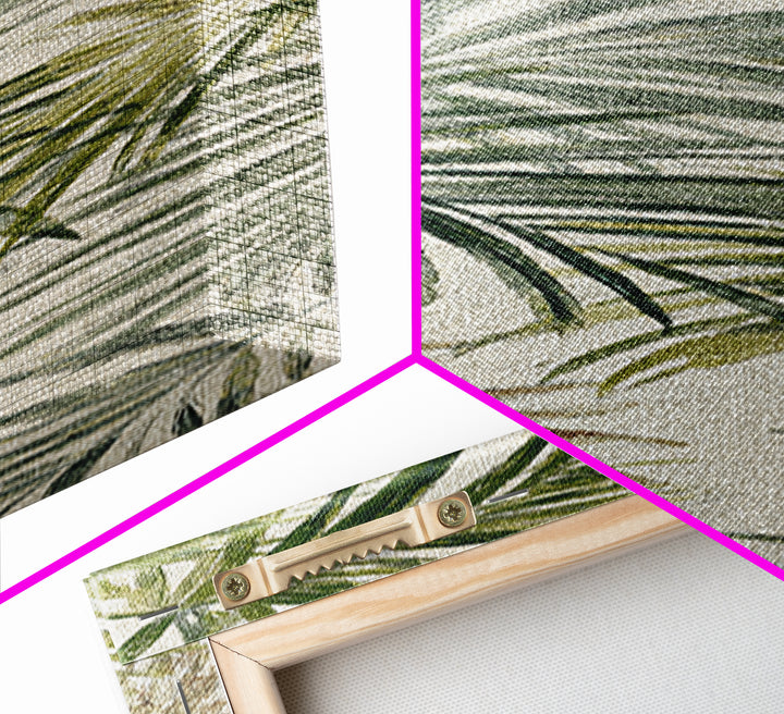 Tropical Palm Fronds Framed Canvas Print, Patio Art, Textured Painting, Patio Decor, Fine Art, Outdoor, Outdoor Wall Art, PAT-1x3-61